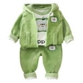 thumbnail image 3 of Toddler Boy Outfits Apple Cartoon Long Sleeve Top Vest and Pants 3Pc Set Boys' Clothing Sets Green 18-24 Months, 3 of 4