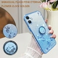 thumbnail image 4 of for Samsung Galaxy A06 Slim Case, Crystal Bling Clear Glitter Sparkle Diamond Flowers Floral Design Soft Silicone Cover with Ring Kickstand for Samsung Galaxy A06 HSF-Blue, 4 of 13