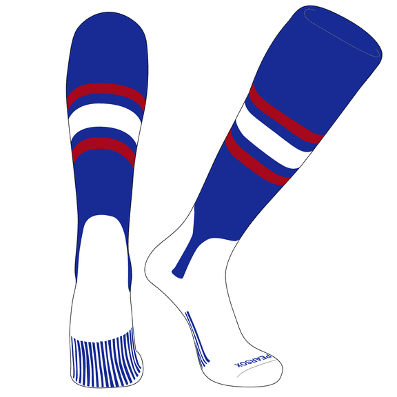 PEAR SOX OTC Baseball Softball Stirrup Socks (B, 5in) Royal, Red, White