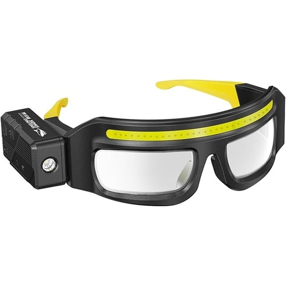 Rechargeable Lighted LED SafetyGlasses,Bulls-Eye Spot Beam,5 modes USB C lighted glasses for running camping, fishing, cycling, hiking, hands-free lighting glasses(Yellow-A)
