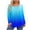 Blue, variant on Womens Plus Size Gradient Ombre Long Sleeve Top Blue Flowy Tunic Blouse L to 4X Soft Casual,Size L