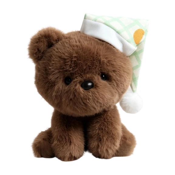 Soft Plush Bear Stuffed Animal Tagless Cute Teddy Bear with Hat Hypoallergenic Cuddly Toy for Kids Baby Sleep Comfort Birthday Gift Nursery Decor Brown
