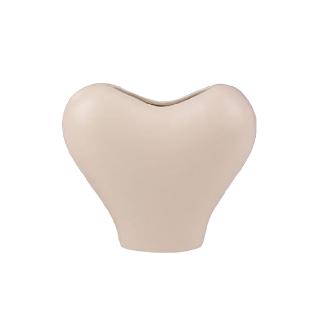 Jarrón de cerámica con forma de corazón, arreglo floral, decorativo, elegante y novedoso, florero para Beige