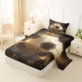 thumbnail image 2 of Castle Fairy Luxury Golden Soccer Ball Twin Sheets 3pcs, Crown Sparkle Design Bedding, Gold Black,1 Fitted Sheet, 1 Flat Sheet and 1 Pillowcase, 2 of 6