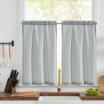 thumbnail image 1 of Curtainking Rayé Cuisine Rideau Lin Café Rideaux Semi-Transparent Rustique Ferme Tier Rideaux 36 Pouces Tige Poche 2 Panneaux Bleu, 1 of 6