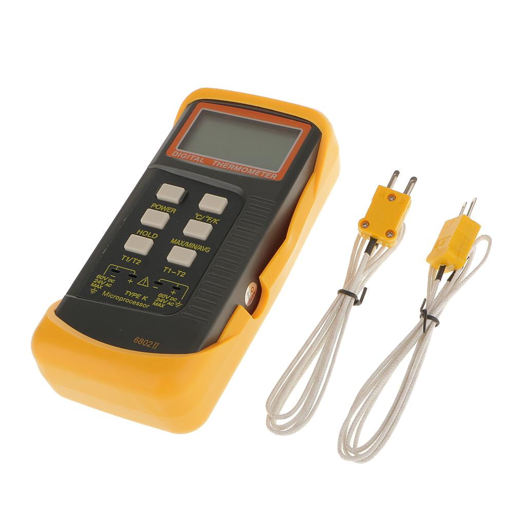 DC 60V Min Thermocouple Connectors 2 Channel Temperature Measurement Tester
