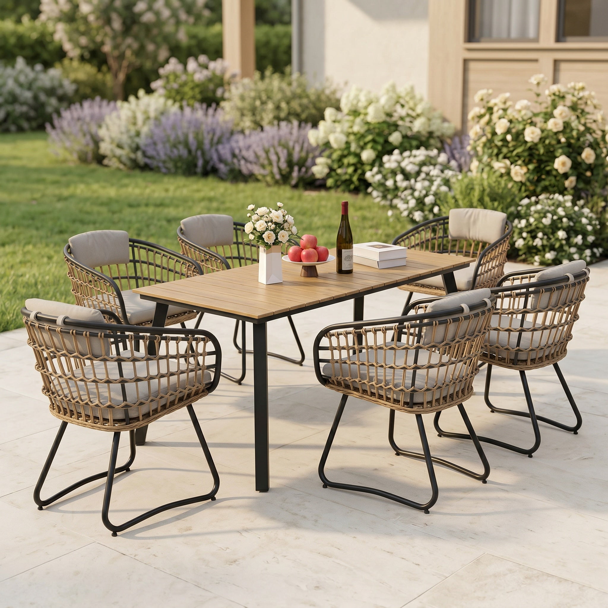 Sailvan Outdoor Dining Table Collection with Umbrella Hole, All-Weather Foldable & Square Options