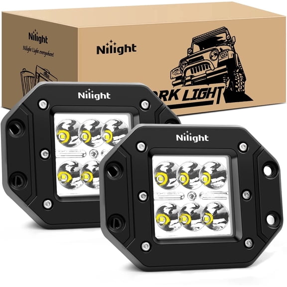 Nilight 2Pcs 18W Spot LED Work Light Driving Lights Led Light Bar Off Road Led Lights Flush Mount for Truck Tacoma Bumper ATV UTV