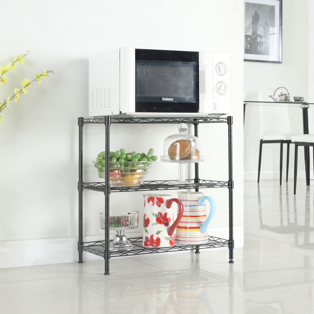 Zimtown 3-shelf Wire Shelving,  Adjustable Storage Rack Unit, Microwave Bakers Rack Garage Kitchen Organizer, Capacity for 200 lbs