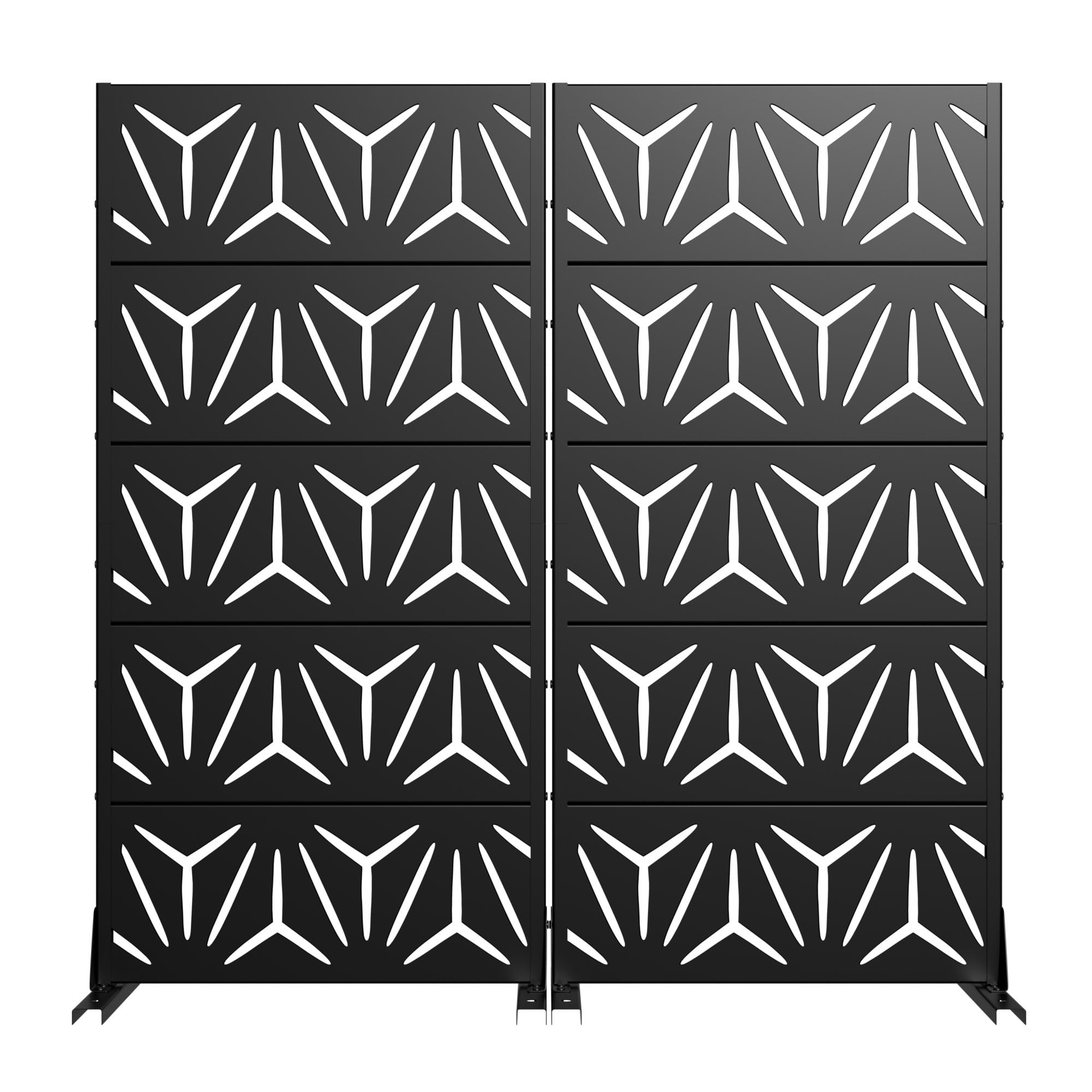 MAYEERTY 5 Panels Metal Outdoor Privacy Screen Panel Garden Divider Patio Backyard Decorative Privacy Fence 2Pcs, 59×29.5×15.7in