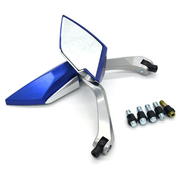 Yeacher Universal Motorcycle Scooter Side Rear View Mirrors Modification Mirror 8mm 10mm (Blue)