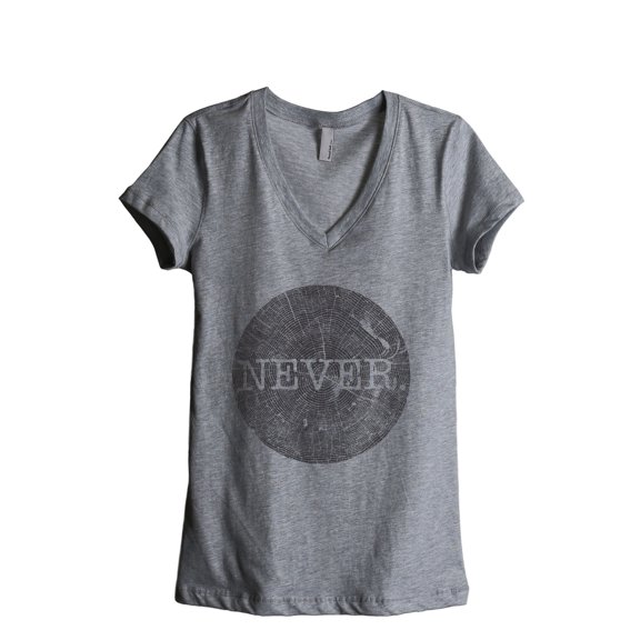 Thread Tank NEVER Women's Relaxed V-Neck T-Shirt Tee Heather Grey Small