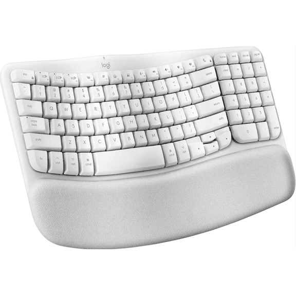 Restored Logitech Wave Keys for Mac, Wireless Ergonomic Keyboard with Cushioned Palm Rest, Comfortable Natural Typing, Bluetooth Keyboard, Easy-Switch, Optimized for Mac, Apple, iPad - Off White