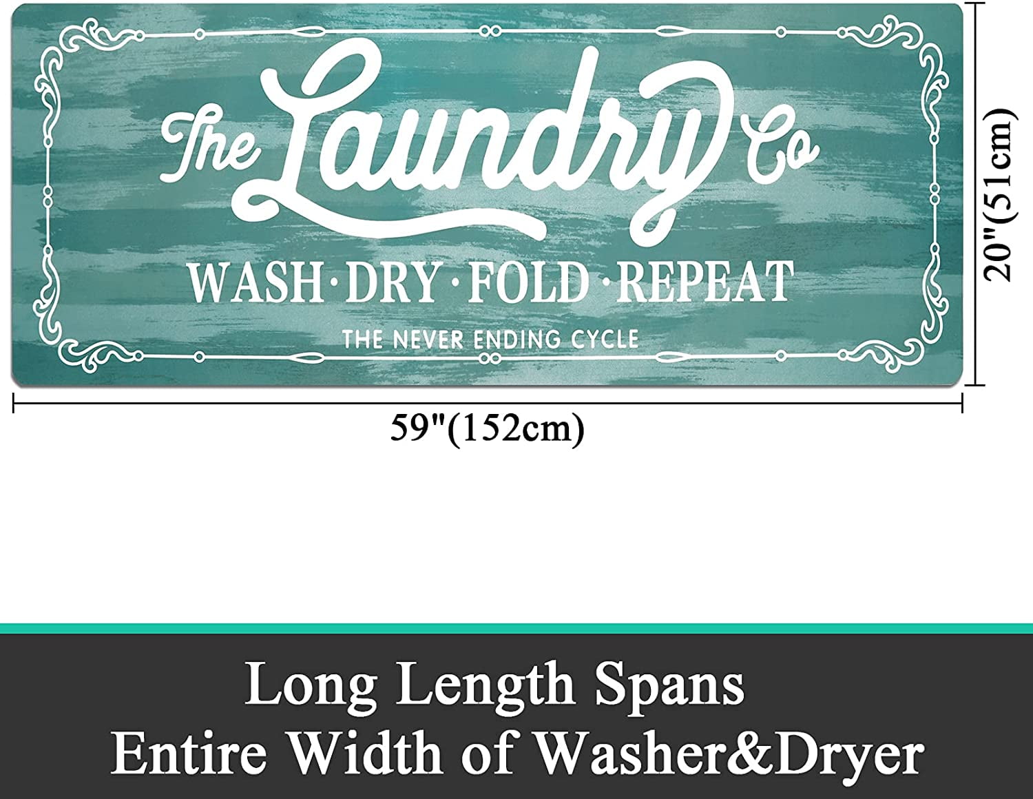 Findosom 20"x60" Farmhouse Laundry Room Rug Non Slip Rubber Laundry Runner Rug Waterproof Washable Indoor Laundry Rugs and Mats for Kitchen Floor Laundry Room Bathroom Hallway Entryway Decor Blue
