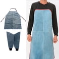 thumbnail image 1 of DELANTAL de material cuero para TRABAJOS de SOLDADURA - Delantal con pechera resistente al calor y a las llamas viene con PROTECTORES DIVIDIDAS, 1 of 10