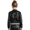 thumbnail image 2 of Haitryli Kids Girls Boys Metallic Bomber Moto Jacket Coat Hip Hop Jazz Dance Top Disco Party Costume Black 8, 2 of 7