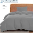 thumbnail image 3 of Juego de Funda Duvet, Bluelander, para Edredón Individual, Diseño Liso, Gris, 3 of 8