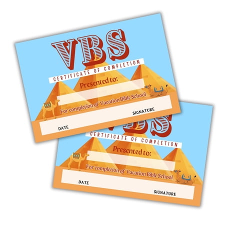 2025 VBS Certificate of Completion Egypt 50pk 9x6 Vacation Bible School Award Participation Josephs Journey Prison to Palace Bulk
