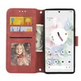 thumbnail image 5 of For Google Pixel 7 Flip Case, Premium PU Leather Folio Flip with Design Card Slots Wrist Strap Shockproof Kickstand Magnetic Protective Girls Cover For Google Pixel 7, Red, 5 of 9