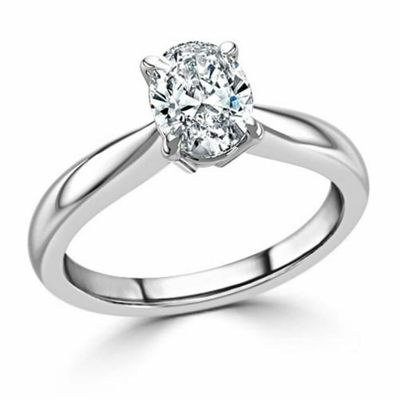 Brilliant 1.50 CT Excellent Cut Oval Moissanite Diamond Ring / Engagement Ring / 18K White Gold Plated Wedding Ring / Anniversary Ring / Jewelry Ring