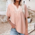 thumbnail image 2 of OSOLU Women V-Neck Solid Color Women Loose Pullover Short Sleeve Summer T-Shirt Tee Tops Leisure Dailywear, 2 of 5