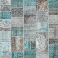 thumbnail image 1 of Ahgly Company Indoor Square Contemporary Grayish Turquoise Green Patchwork Area Rugs, 6' Square, 1 of 6