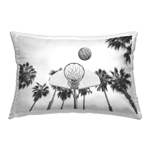 Stupell Industries Basketball Hoop with Palms Decorative Printed Throw Pillow Design by Sisi and Seb.