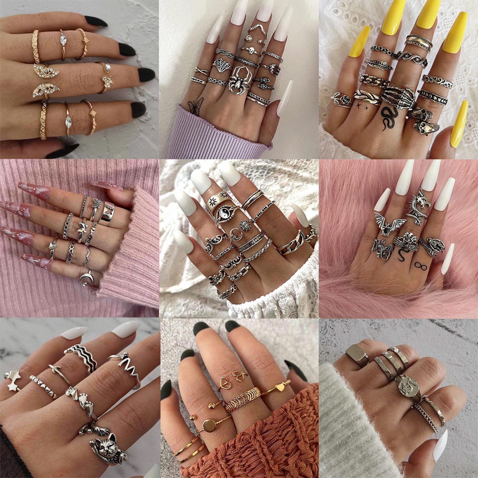 Adornments New Bagua Snake Leaf Ring Flower Love Butterfly Chain Joint