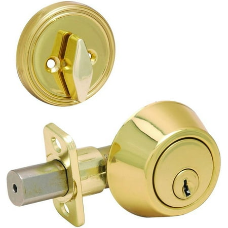 - Hardware House Single Cylinder Deadbolt w/ Polished Brass finish