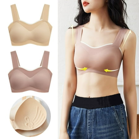 

MIARHB Young Ladies 2PCS Seamless Rimless Tank Style Bra Beauty Back Wrap Removable Chest Pad Daily Sport Underwear