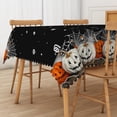 thumbnail image 4 of Duangreer Black Halloween Rectangle Tablecloth, White Orange Pumpkin Print, Washable Table Cover for Party Picnic Decors, 60 x 84 Inch, 4 of 6