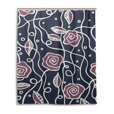 Libin Black White Mildew Resistant Fabric Shower Curtain 60x72 inches