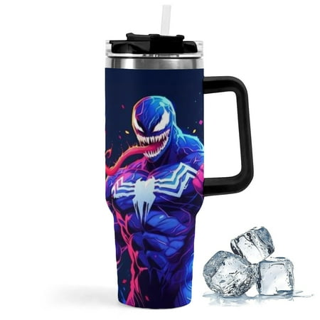 

Venom Large capacity car cup has an iconic print is durable with insulation and features a leak-proof lid. Perfect for fans.