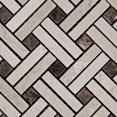 thumbnail image 2 of Crema Marfil Marble Polished Stanza Basketweave Mosaic Tile w/ Emperador Dark Dots, 2 of 3