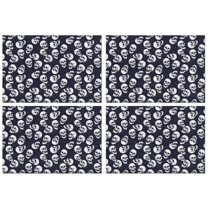 Navy Skull Pattern Summer Placemats Table Placemats Set Of 4-Linen Kitchen Washable Placemats Table Mats 11.8"x17.7" Non-Slip Heat Resistant