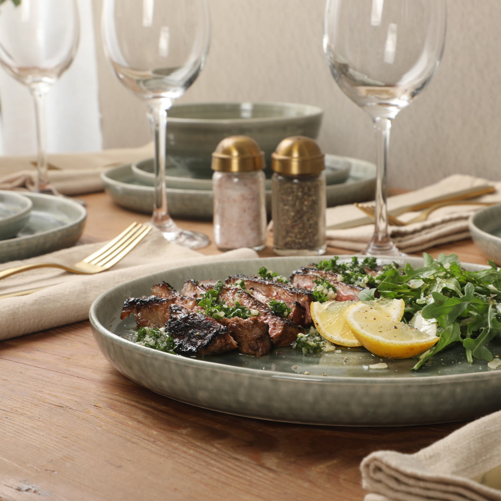 Gibson Elite Eclipse Swirls 12-Piece Taupe Stoneware Dinnerware Set