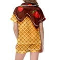thumbnail image 4 of Ensemble de Pyjama de Noël Imprimé en Satin pour Filles Manches Courtes 2 Pcs Tenue de Noël Famille Pjs 10-11 Ans, 4 of 5
