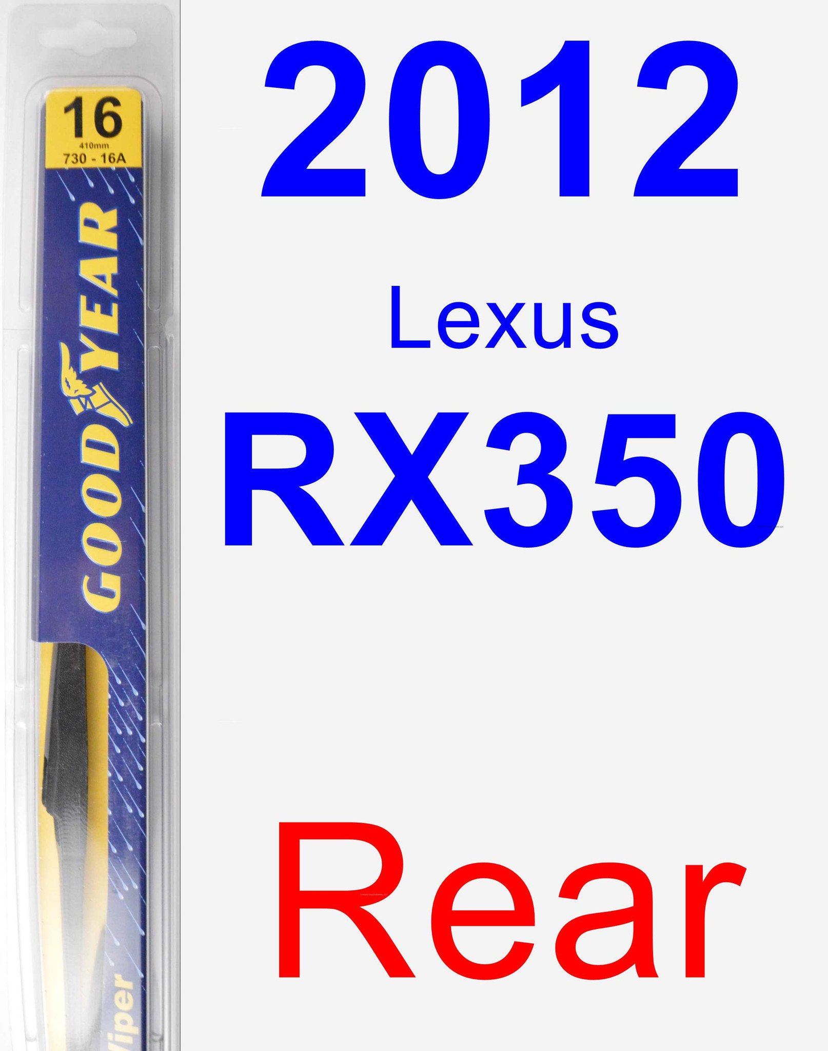 2012 Lexus RX350 Rear Wiper Blade Rear