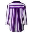 thumbnail image 4 of Women's Long Sleeve Button Down V Neck Striped Print Chiffon Shirt Top,Womens Tops Long Sleeve Shirts for Women Button Up Stripes Casual Blouses, 4 of 5