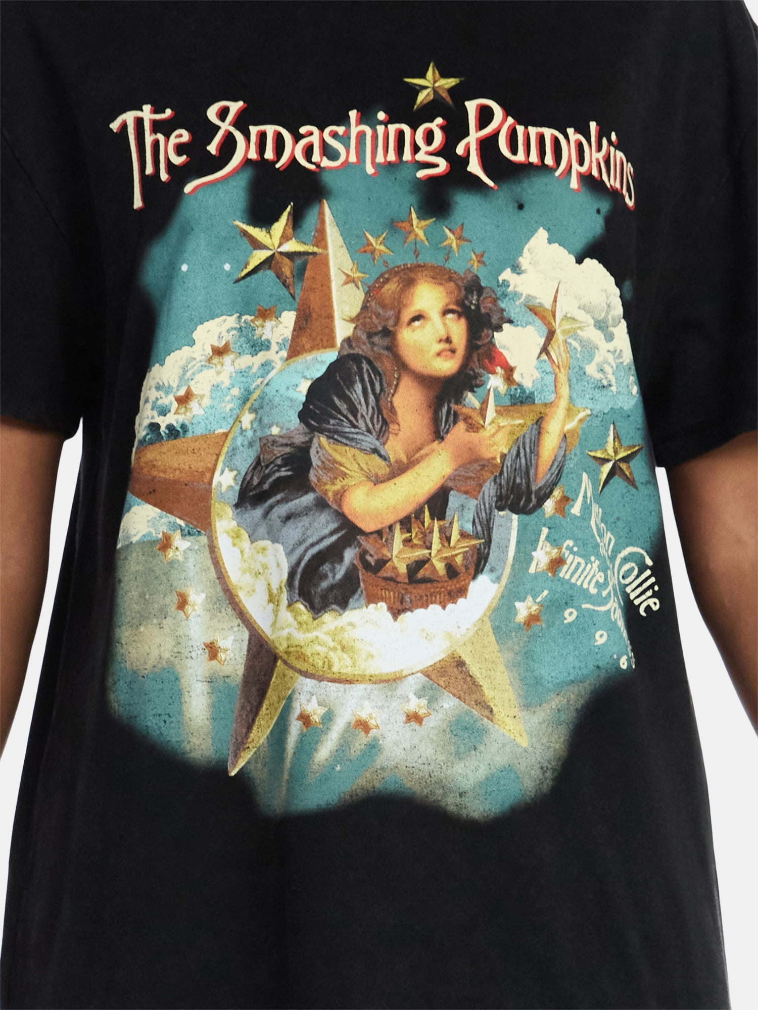 Smashing Pumpkins Women's Front Back Graphic Band Tee with Short Sleeves, Sizes XXS-XXL