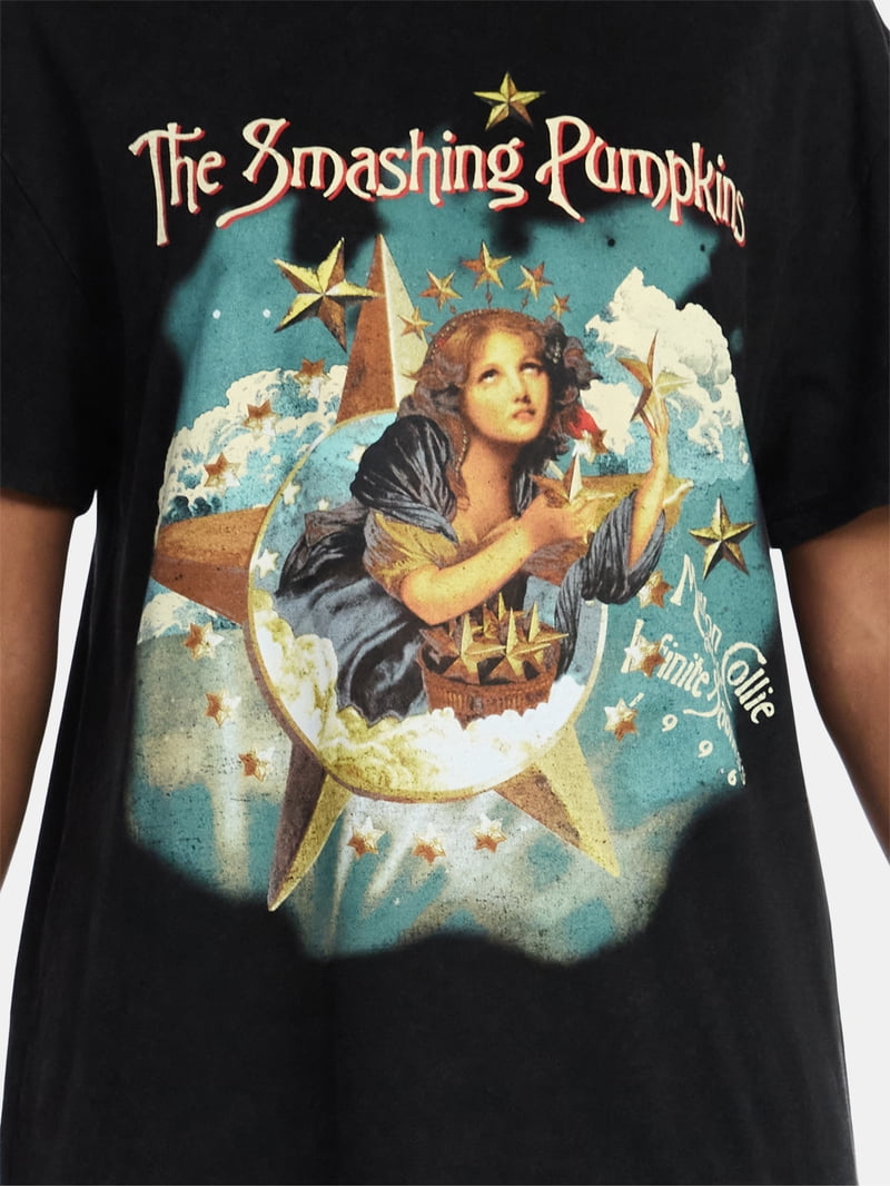 Smashing Pumpkins Women's Front Back Graphic Band Tee with Short