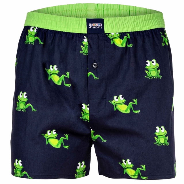 Happy Shorts Boxers de hombre tejidos - Estilo americano, algodón, estampados Frog M (Medium)