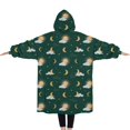 thumbnail image 2 of Oversized Wearable Blanket Hoodie,Green Sun Moon Cloud Pattern Sherpa Blanket Hoodie with Super Pockets,Super Warm Fuzzy Pullover for Women & Men, 2 of 6