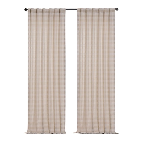 Mercantile Tavia Horizontal Stripe, Rod Pocket Back Tab, Single Sheer Curtain Panel