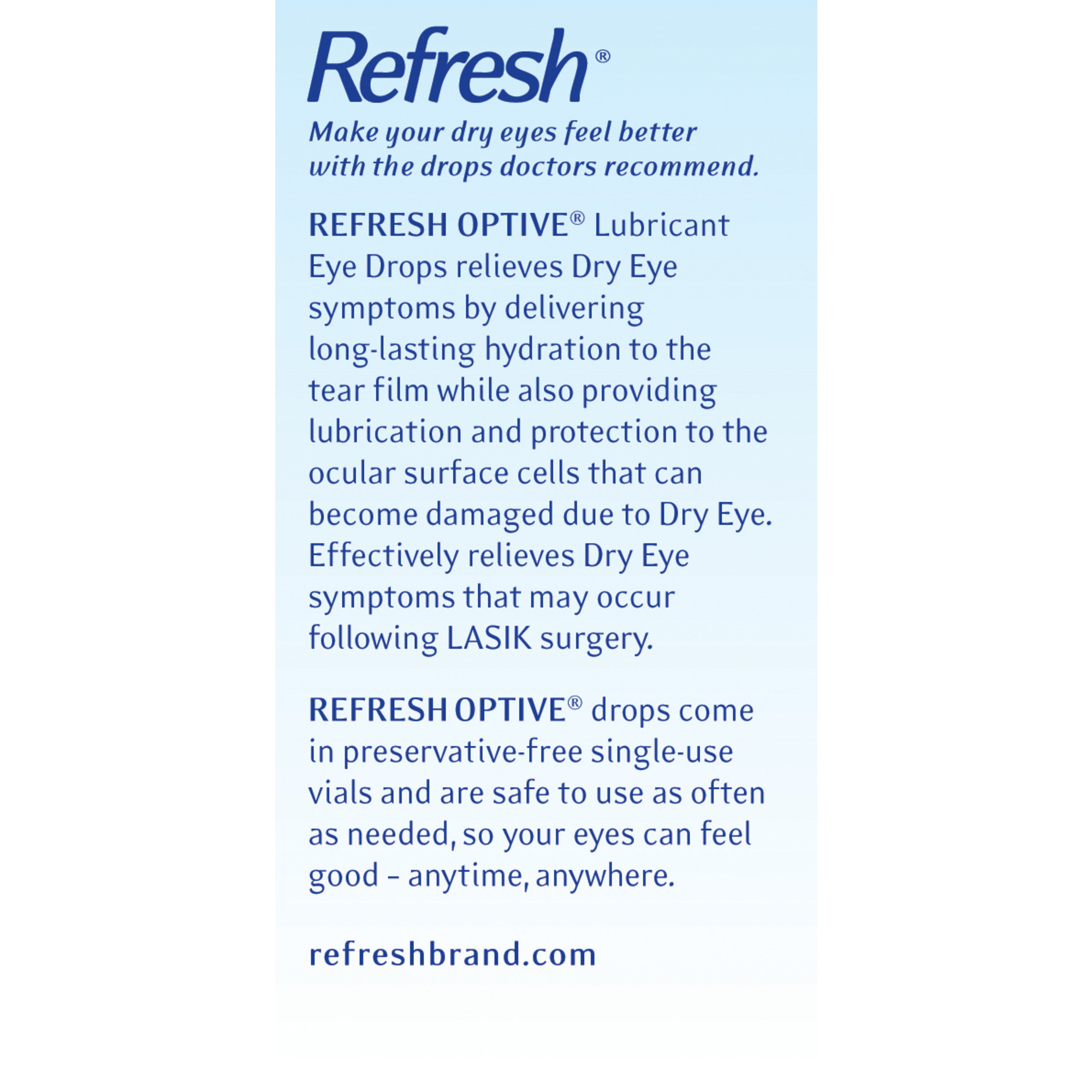 Refresh Optive Lubricant Eye Drops Preservative-Free Tears, 0.4 ml, 30 Count - image 12 of 15