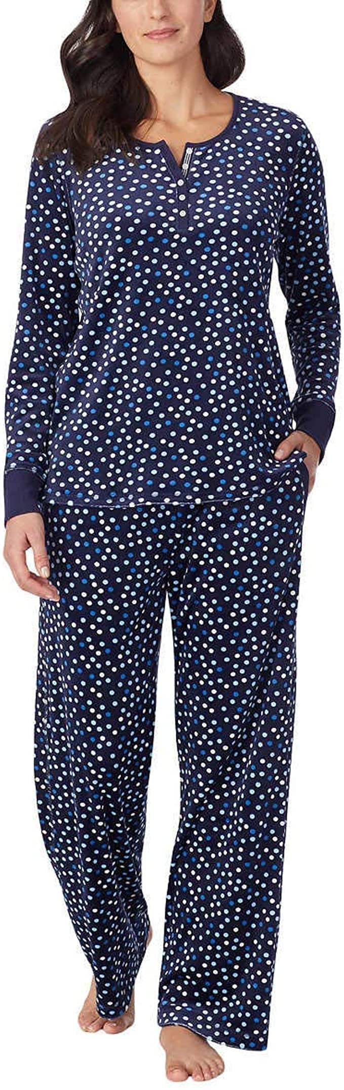 Sz S 10-12 Navy blue spots NAUTICA ladies 2 piece PJs Pyjama lounge wear set 