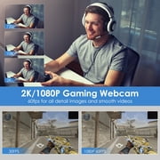Vizolink 2K/1080P 60fps Gaming Webcam with Autofocus, RGB Fill Light, Dual Microphones for PC, Laptop, Switch, Streaming