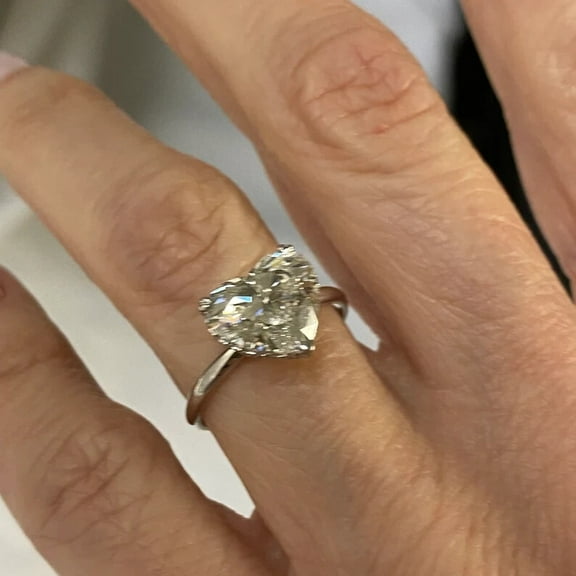 Solitaire 925 Silver Ring 2CT Heart Cut Lab Created VVS1/D Diamond Ring Women's 14K White Gold Plated 925 Silver
