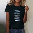 thumbnail image 2 of Tops Cortos para las Mujeres Cuello en V Impreso Manga Corta Top Casual, Camiseta de Baile sin Mangas para las Mujeres, 2 of 4