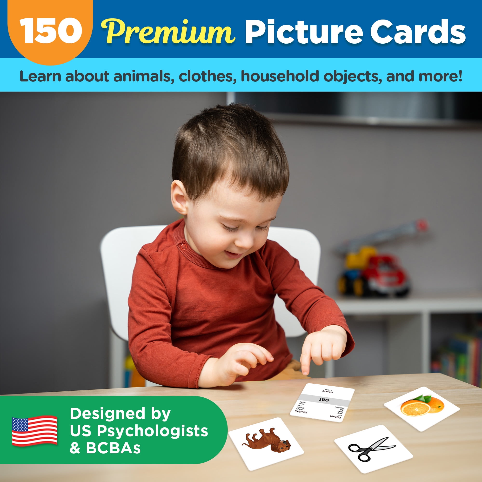 ThinkPsych First Nouns Picture Play Cards - 150 Flash Cards for Speech Therapy, Toddlers 2-4, Autism, Preschool